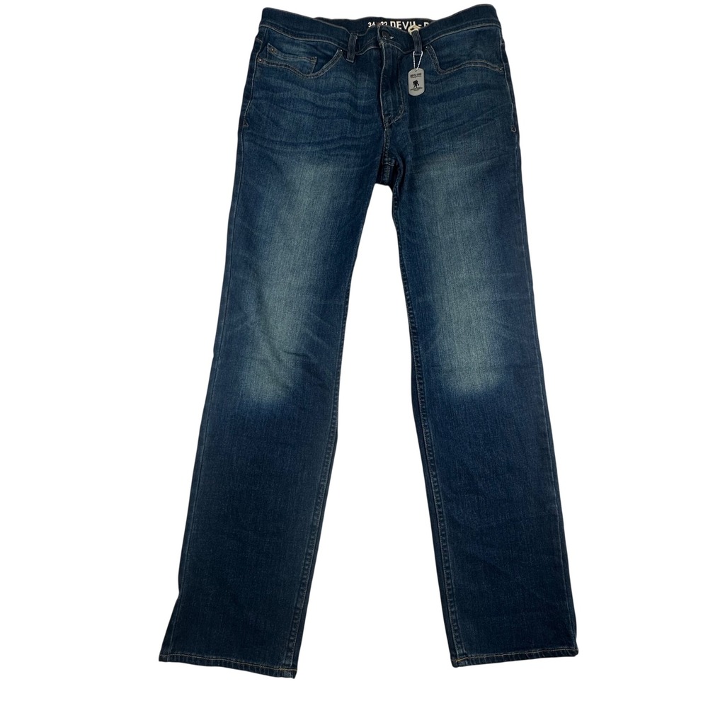Devil-Dog Dungarees Slim Straight Jeans Mens 34x32 Blue Denim Wounded Warrior